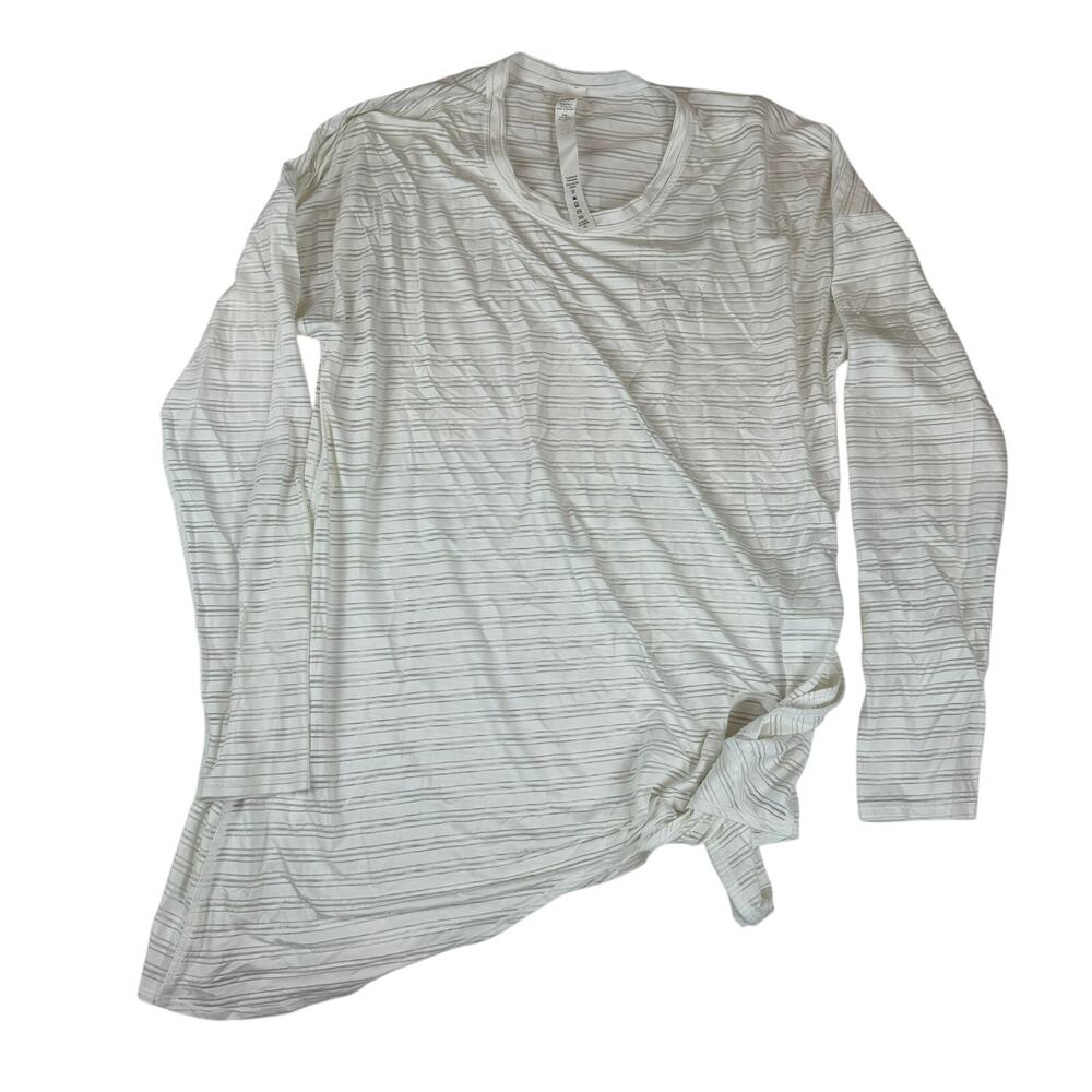 Lululemon 'Tie Your Practice' Striped Long Sleeve Top Size 8